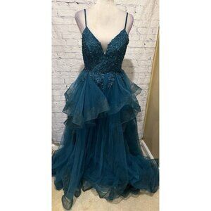 Teal Tulle Prom Dress Gown Formal Dance Event Size 4